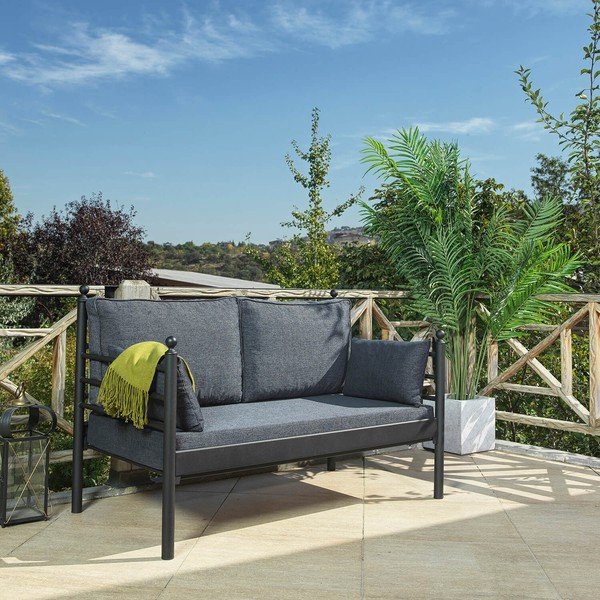 Canapea de grădină gri din metal Manyas – Floriane Garden-image-1