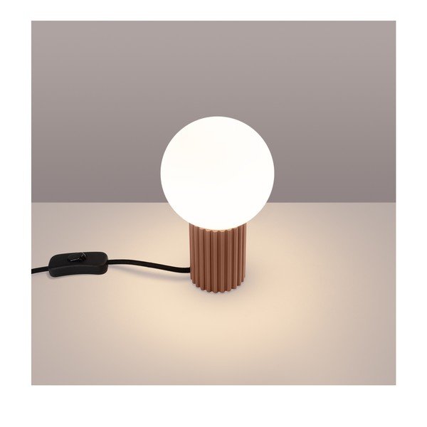 Veioză maro deschis cu abajur din sticlă (înălțime 19 cm) Orbital – Sollux-image-1