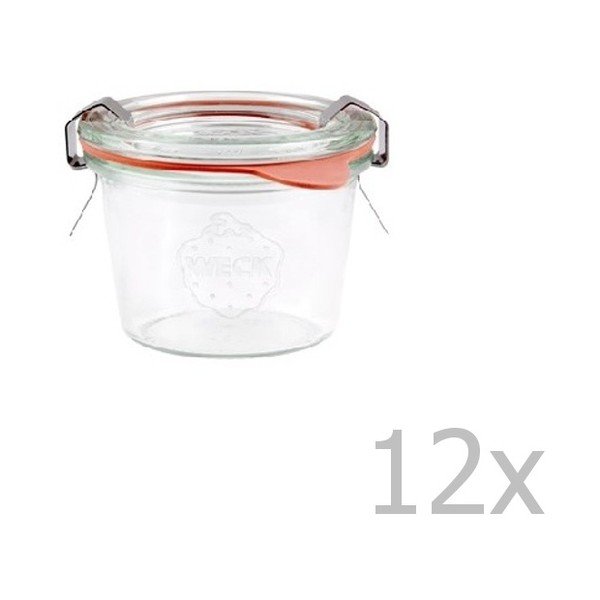 Set 12 borcane cu capac ermetic Weck Sturz, 80 ml