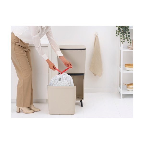 Coș de gunoi gri deschis pentru reciclare 20+25 l din plastic SortUp Recycle Hi – Brabantia-image-3
