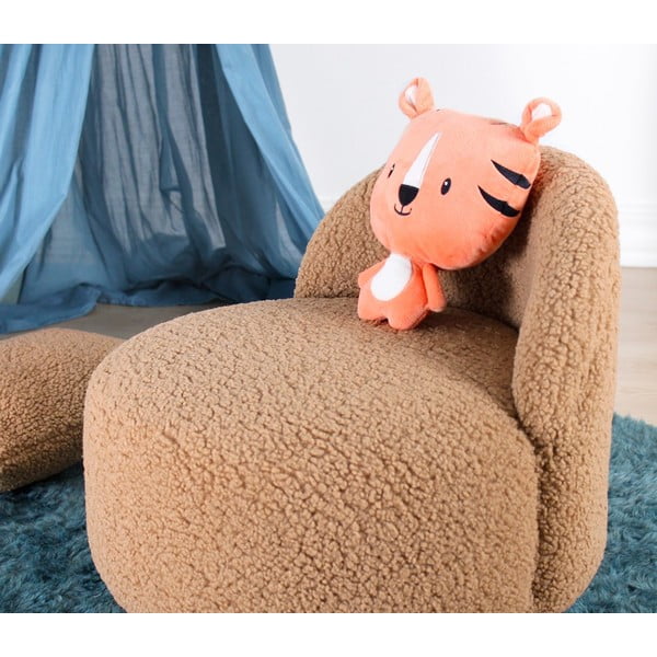 Fotoliu pentru copii maro cu tapițerie din stofă bouclé Moouv – Artie-image-3