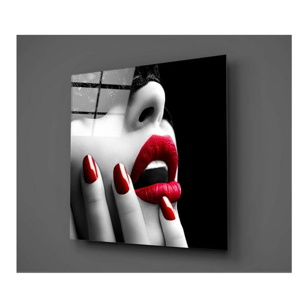 Tablou din sticlă Insigne Lips Rojo Mento, 50 x 50 cm