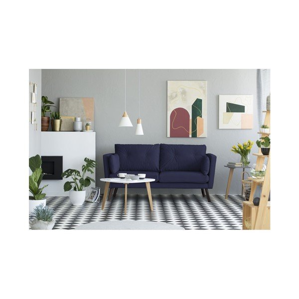Canapea cu 3 locuri Mazzini Sofas Cotton, albastru nautic-image-3