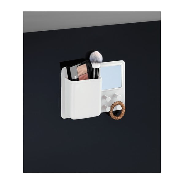 Organizator din silicon de perete cu oglindă Wenko Ampio, alb-image-3