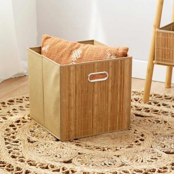 Coș de depozitare pentru raft din bambus 31x31x31 cm Anji – Compactor-image-1