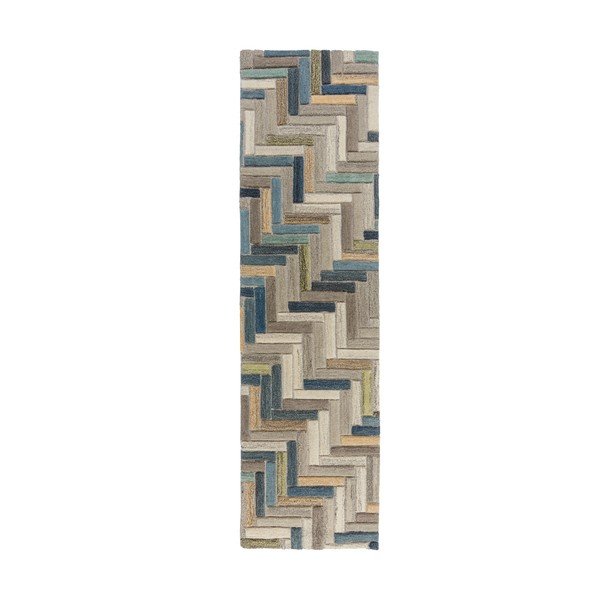 Covor din lână Flair Rugs Russo, 60 x 230 cm, gri-albastru