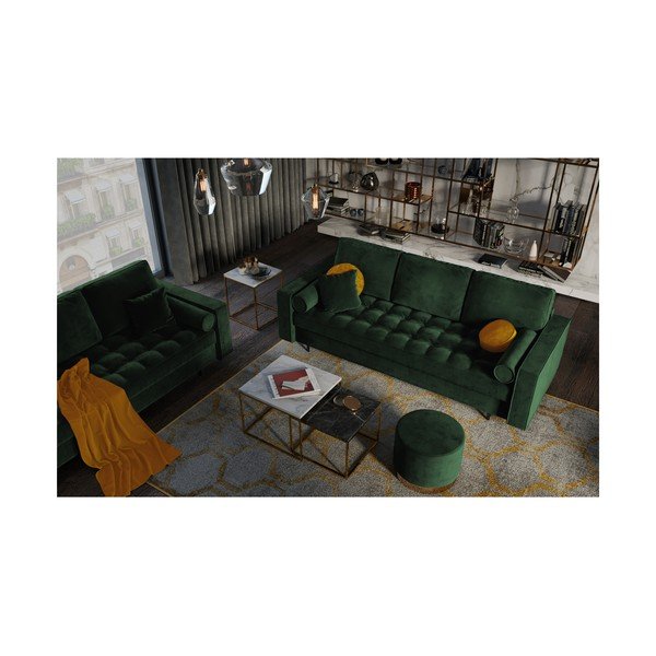 Canapea extensibilă din catifea Milo Casa Santo, verde-image-1