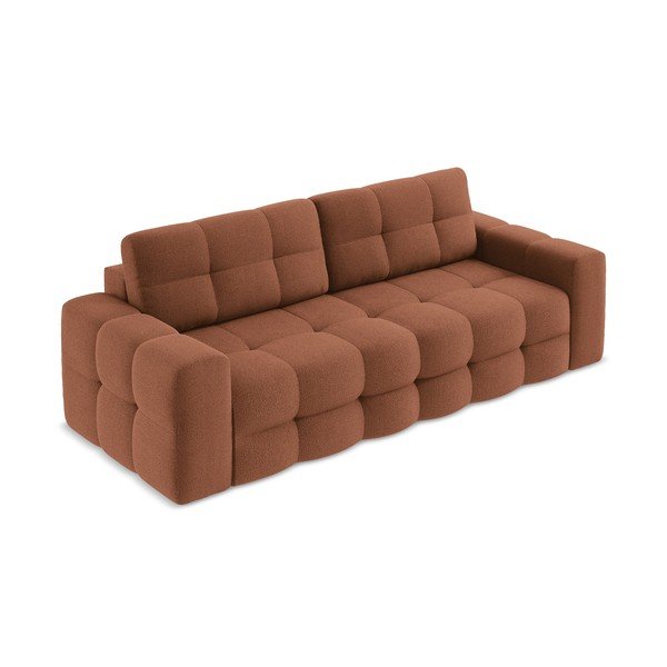 Canapea teracotă extensibilă cu tapițerie din țesătură bouclé 255 cm Milu – Makamii-image-2