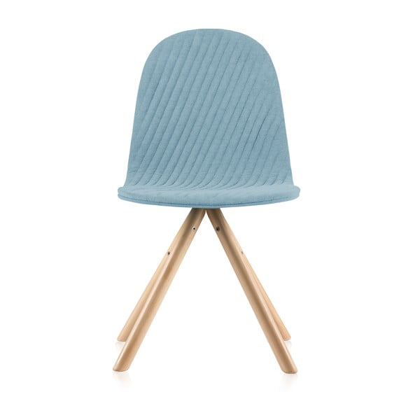 Scaun cu picioare în nuanță naturală Iker Mannequin Stripe, albastru deschis