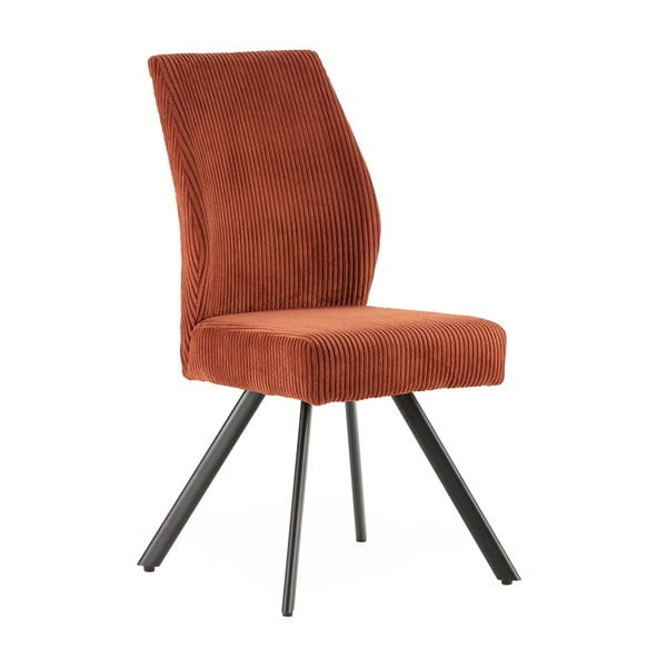 Scaune de dining portocalii 2 buc. din catifea reiată Anibal – Marckeric