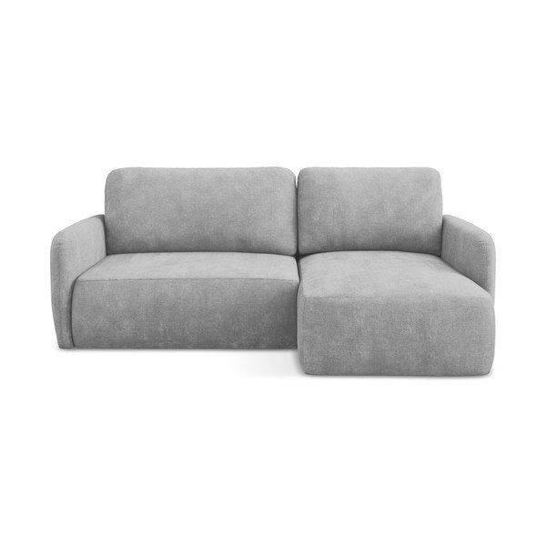 Colțar gri deschis extensibil/cu spațiu de depozitare cu tapițerie din chenille (cu colț pe partea dreaptă/cu șezlong) Lilo – Makamii