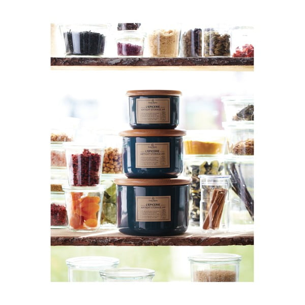 Recipient cu capac din lemn Emile Henry, 0,5 l, albastru închis-image-1