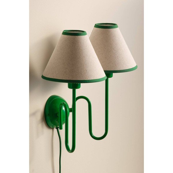Aplică de perete verde/bej din in cu alimentare la priză Juliet – Jotex-image-2