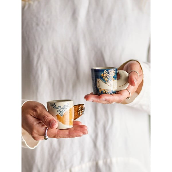 Cești albastre-crem 2 buc. pentru espresso din gresie 55 ml Hezha – Bloomingville-image-1