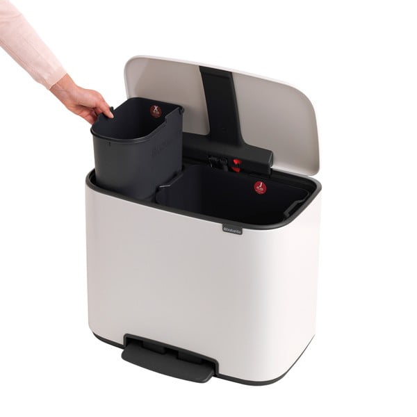 Coș de gunoi alb de reciclat/cu pedală din oțel 34 l Bo – Brabantia-image-1