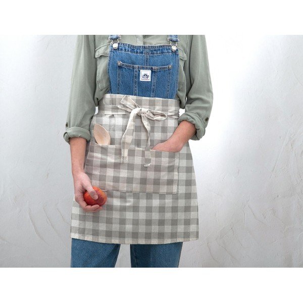 Șorț textil Really Nice Things Delantal de Lino Grey Vichy-image-1