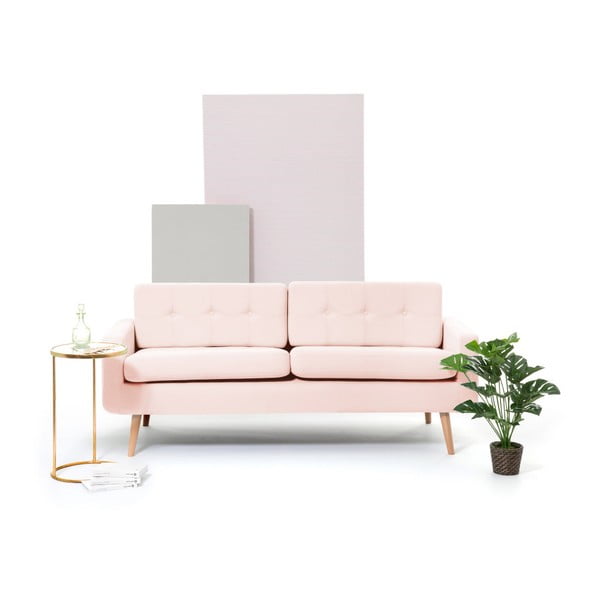 Canapea cu 3 locuri Vivonita Ina, roz pastel-image-3