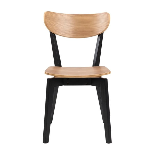 Scaun de dining negru/în culoare naturală cu aspect de lemn de stejar Roxby – Actona-image-2
