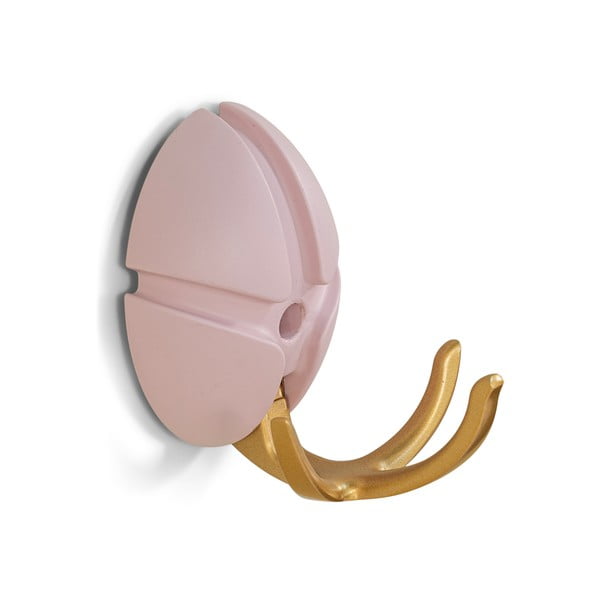 Cârlig roz deschis/auriu de montat pe perete din plastic Tick – Spinder Design-image-2