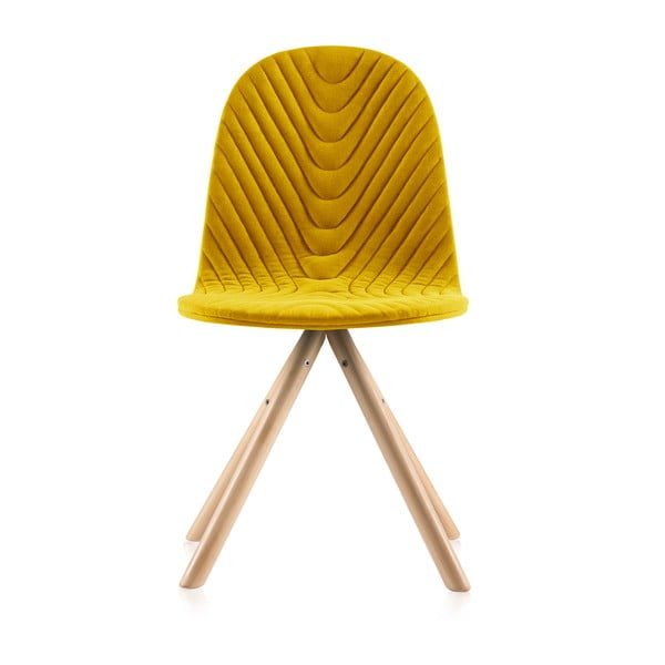 Scaun cu picioare în nuanță naturală Iker Mannequin Wave, galben
