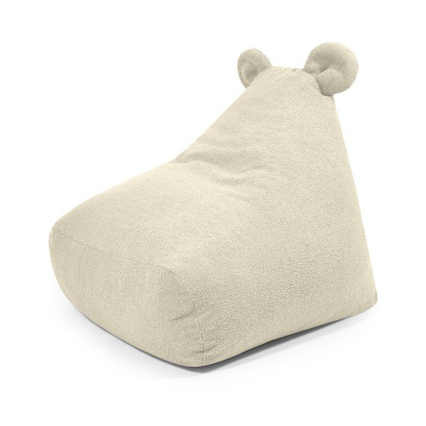Fotoliu puf pentru copii crem cu tapițerie din țesătură bouclé Snug 80 Bear – SLOWDOWN