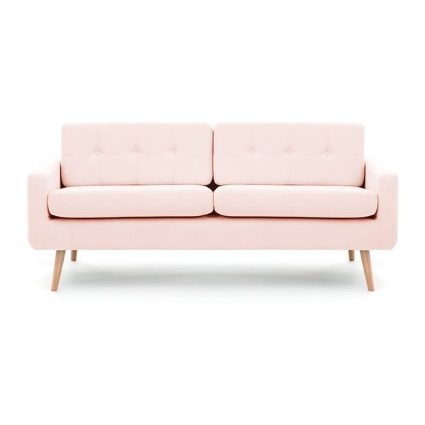 Canapea cu 3 locuri Vivonita Ina, roz pastel