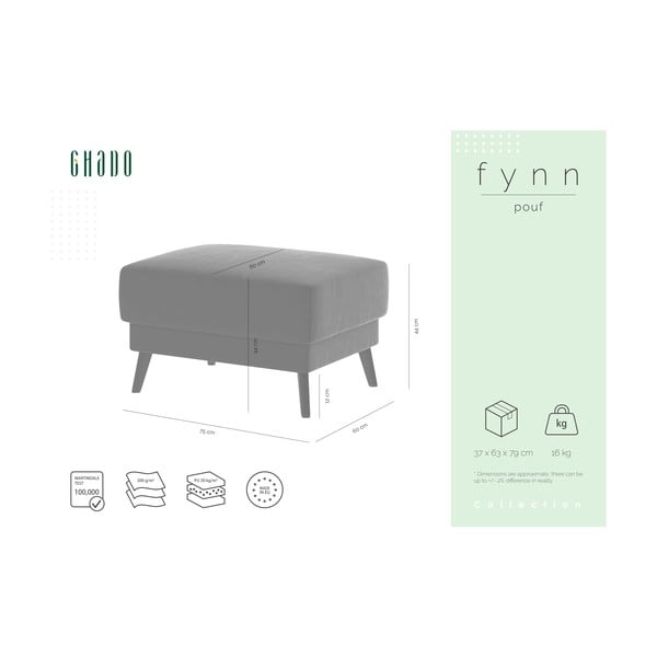 Taburet cu tapițerie din catifea Ghado Fynn, albastru închis-image-3