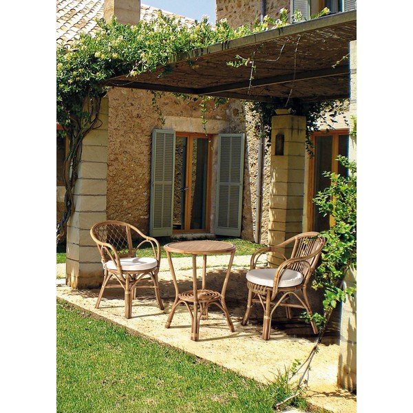 Scaun de grădină în culoare naturală din lemn masiv/din ratan Athina – Bizzotto-image-1