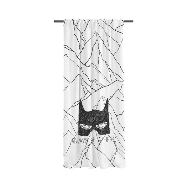 Draperie pentru copii alb-negru din bumbac satinat 110x170 cm Be a Hero – Butter Kings