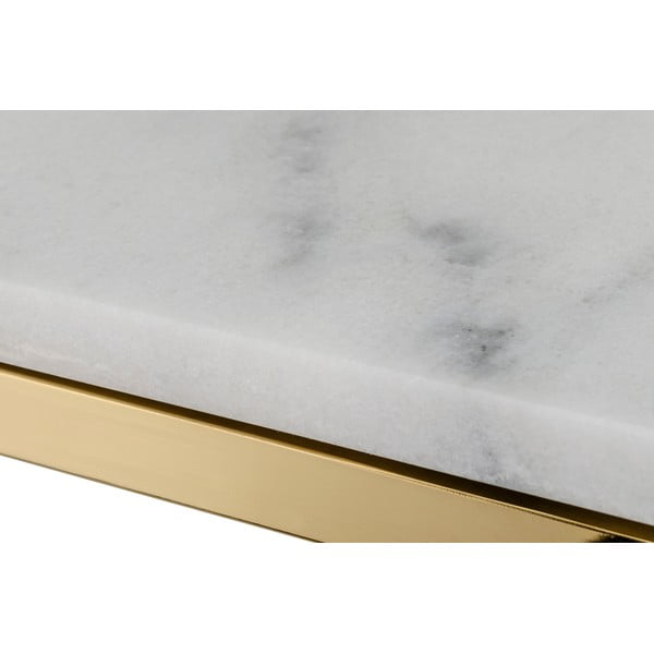 Consolă cu blat din marmură cu structură aurie RGE White Marble, lungime 100 cm, alb-image-1