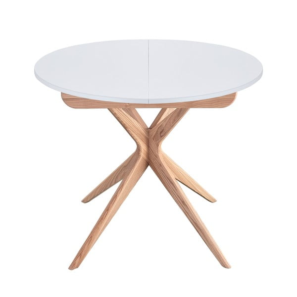 Masă de dining rotundă extensibilă cu blat suplimentar ø 90 cm Jubi – Ragaba