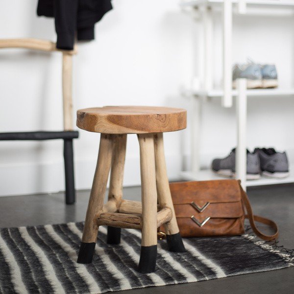 Scăunel din lemn de tec White Label Harry-image-1