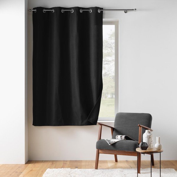 Draperie neagră termoizolantă/dimout (semi-opacă) din microfibră 135x180 cm Micropolar – douceur d'intérieur-image-2
