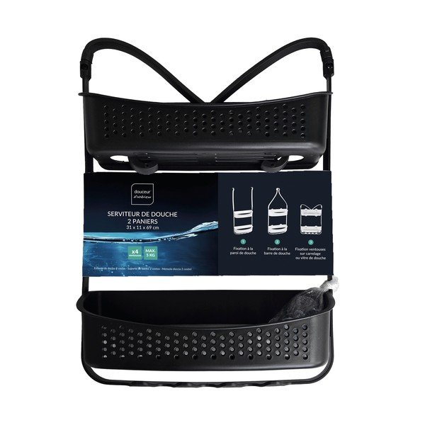 Raft pentru baie negru mat de agățat din plastic Vesper – douceur d'intérieur-image-4