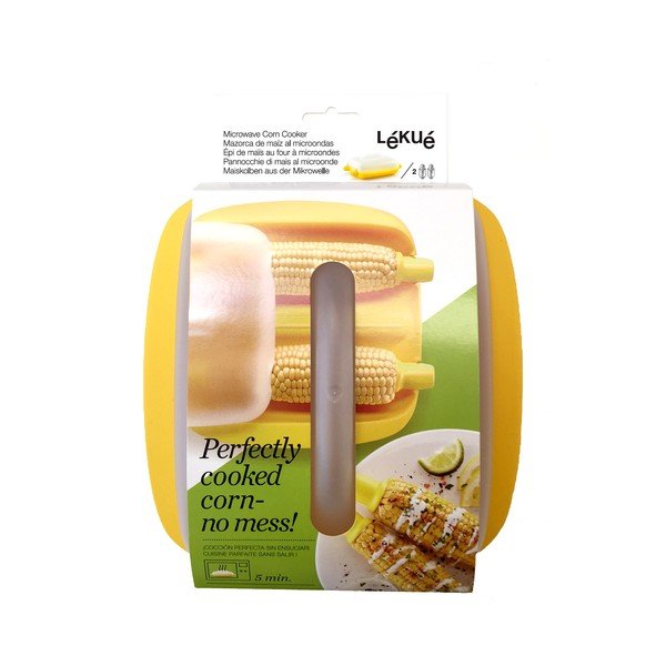 Recipient din silicon pentru prepararea porumbului Lékué Corn, galben-image-1