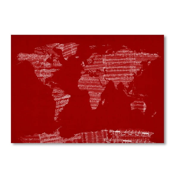 Poster cu harta lumii Americanflat Earth, 60 x 42 cm, roșu