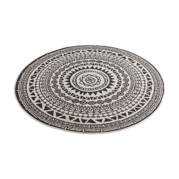 Covor adecvat pentru exterior NORTHRUGS Coron, ø 140 cm, negru-crem-image-2