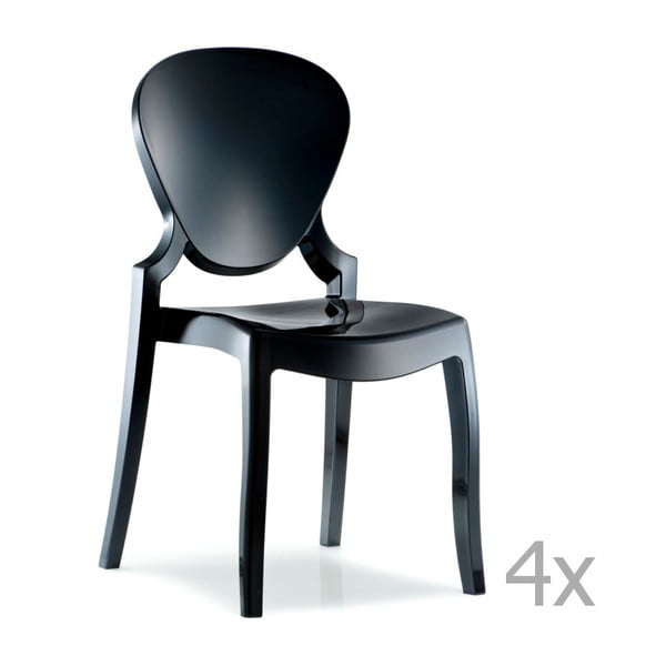 Set 4 scaune Pedrali Queen, negru