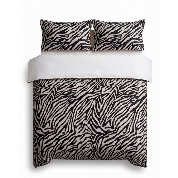 Lenjerie de pat neagră pentru pat dublu 200x200 cm Zebra – Mijolnir