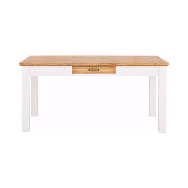 Masă din lemn de pin cu sertar Støraa Suzie,alb-maro-image-1