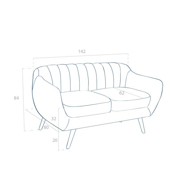 Canapea pentru 2 locuri Vivonita Kennet, roz pastel-image-3