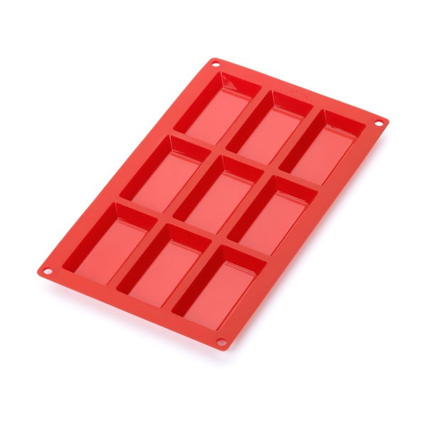 Formă din silicon pentru 9 mini prăjituri Lékué, roșu