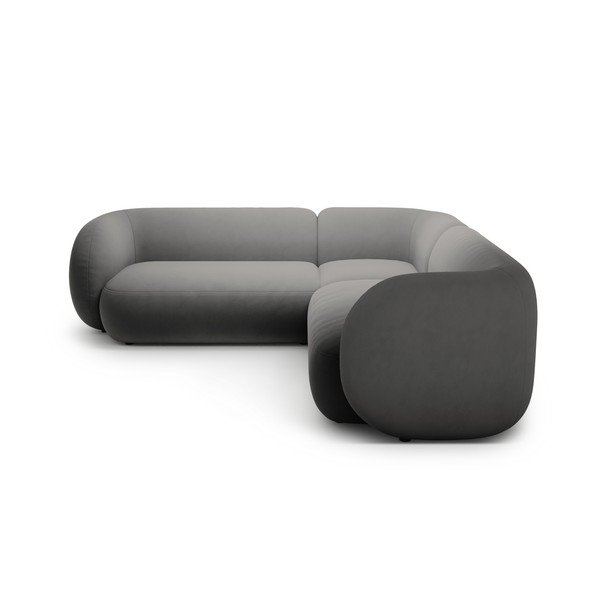 Colțar gri închis cu tapițerie din catifea Kate – Micadoni -image-1