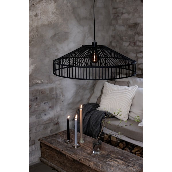 Lustră neagră cu abajur din bambus ø 70 cm Tapa – Markslöjd-image-2