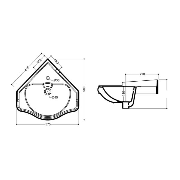 Chiuvetă albă din ceramică 57,5x58 cm Retro – Sapho-image-3