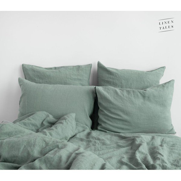 Husă de pilotă verde/albastră din in pentru pat dublu 200x200 cm Milieu – Linen Tales-image-4