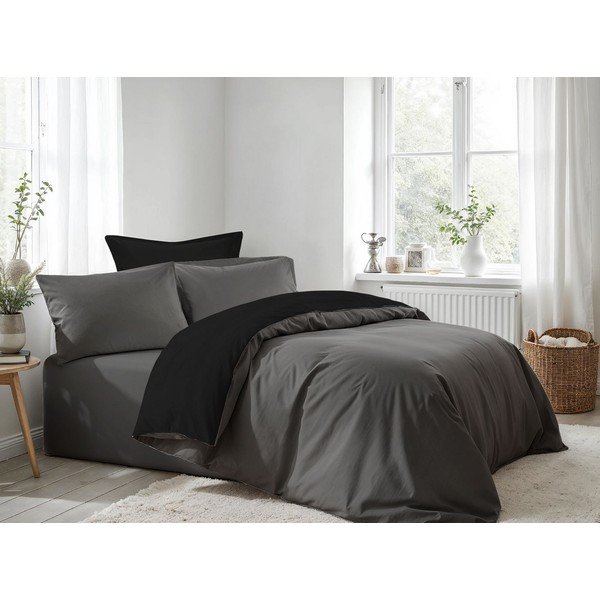 Lenjerie de pat gri antracit pentru pat dublu 200x200 cm – Mijolnir