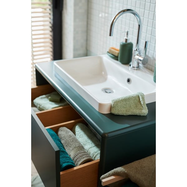 Dulap cu chiuvetă fără baterie verde închis suspendat 80x62 cm Color Bath – Tom Tailor-image-1