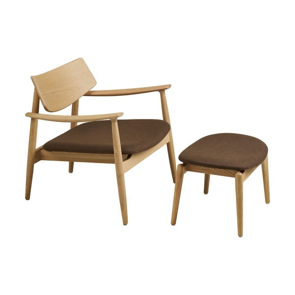 Fotoliu cu taburet maro Olvera – House Nordic-image-2