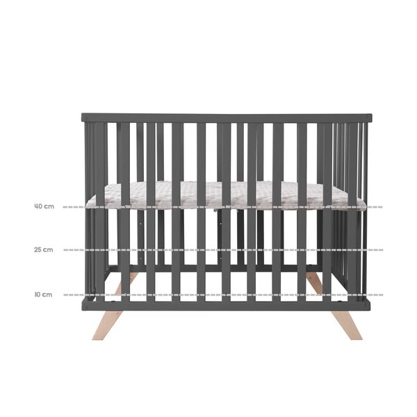 Țarc pentru copii gri închis din lemn masiv de fag 75x100 cm Lil Planet – Roba-image-3